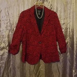 Soho Apparel Jackets & Coats - Red & Black flower blazer Soho Apparel Jackets & Coats - Red & Black flower blazer